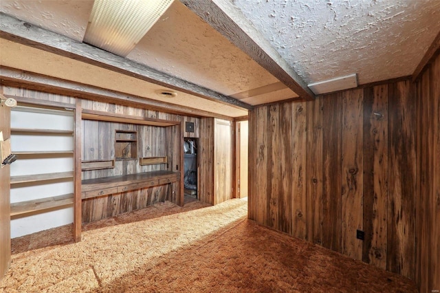 interior space featuring wood walls