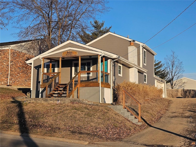 view of front of property with covered porch