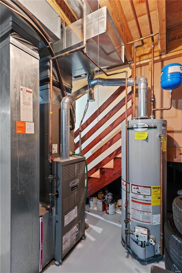 utility room with gas water heater