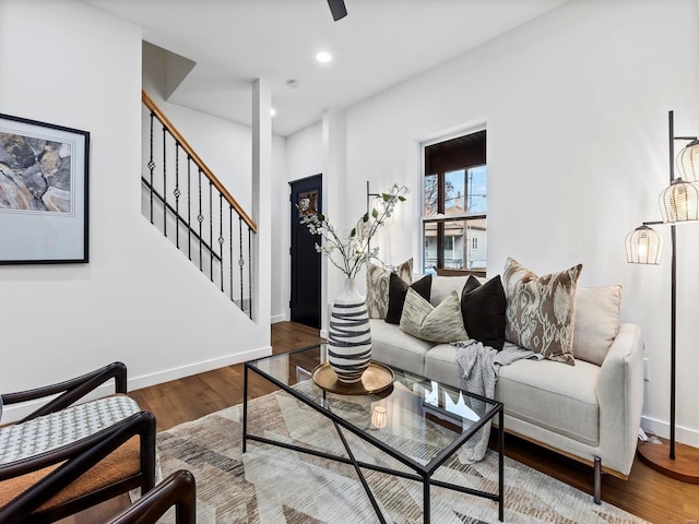 living room featuring wood-type flooring