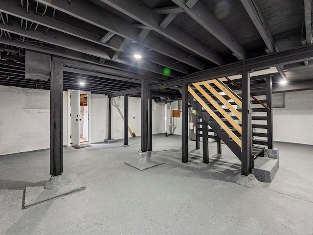 basement with electric water heater
