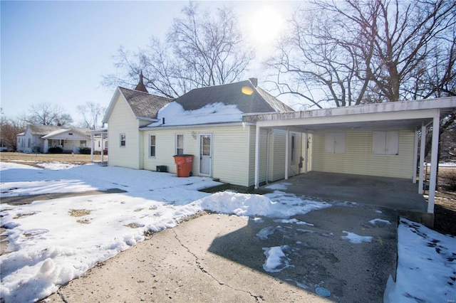 view of snow covered property