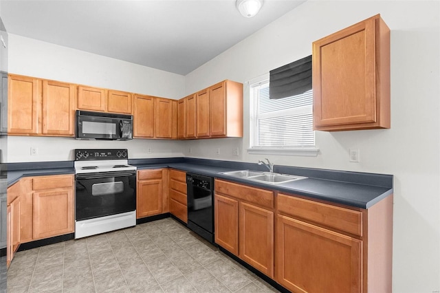 kitchen with sink and black appliances