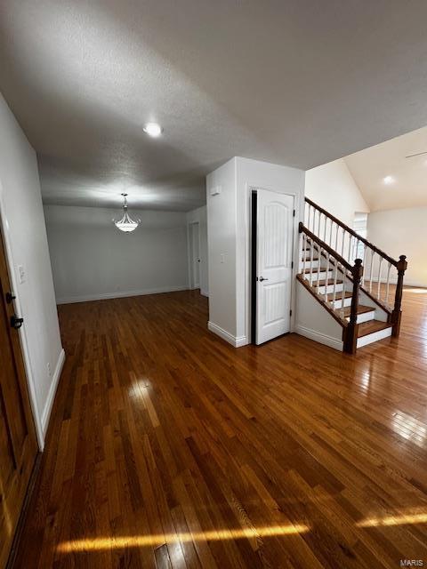 interior space with dark wood-type flooring