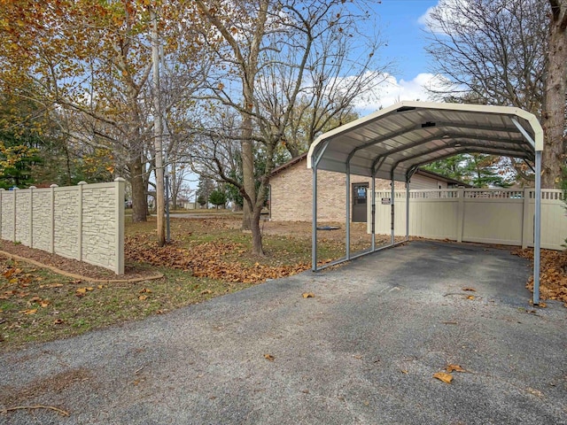 view of car parking with a carport