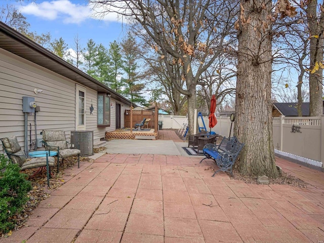 view of patio featuring central AC unit