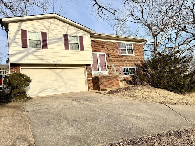 split foyer home featuring a garage