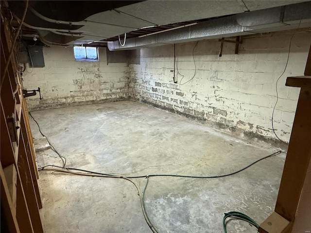 basement with electric panel