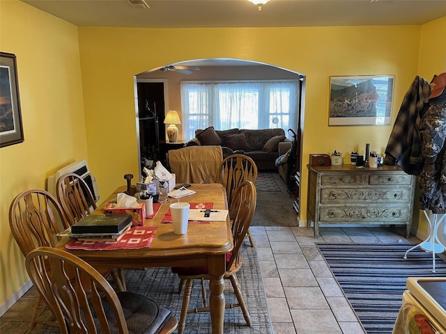 dining room with light tile patterned floors