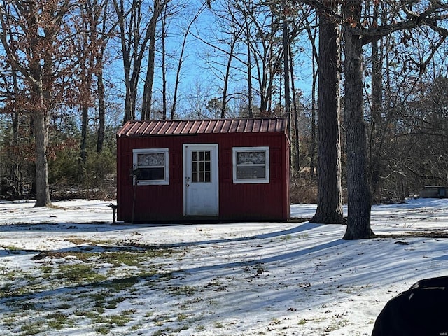 view of snow covered structure