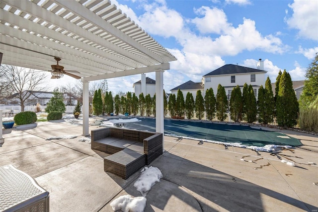 view of pool with a pergola and a patio