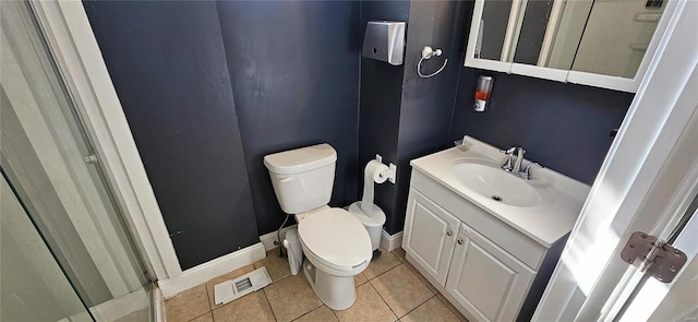 bathroom featuring tile patterned flooring, vanity, and toilet