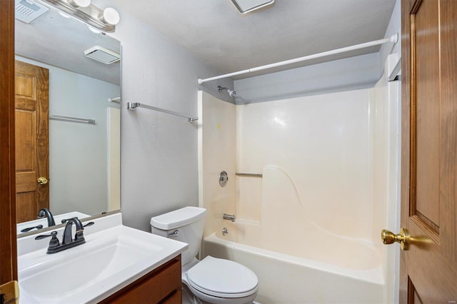 full bathroom featuring vanity, toilet, and tub / shower combination