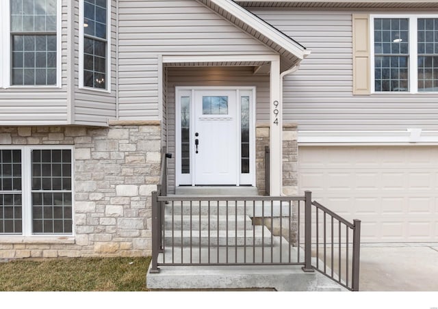 entrance to property with a garage