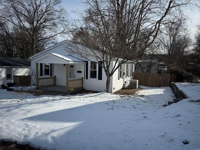 view of front of home featuring central air condition unit