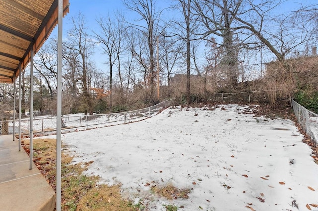 view of yard covered in snow