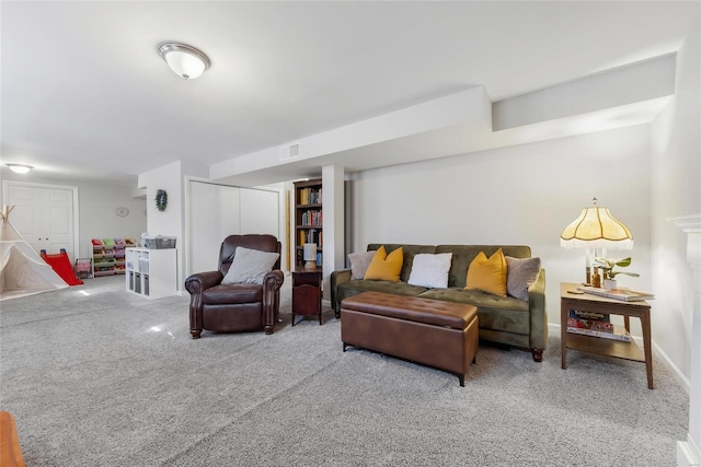 living room featuring carpet floors