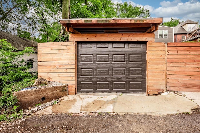 view of garage