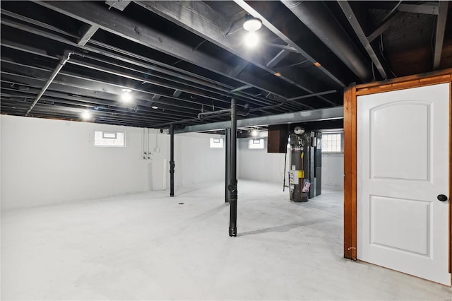 basement featuring gas water heater