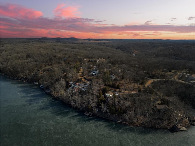 view of aerial view at dusk