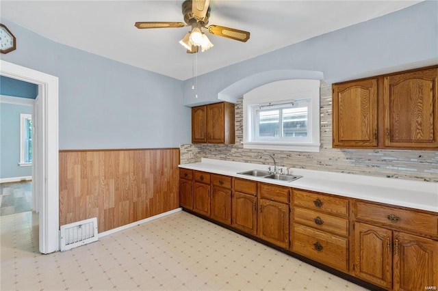 kitchen with sink and ceiling fan