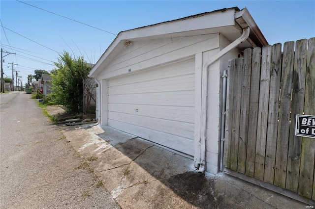 view of garage