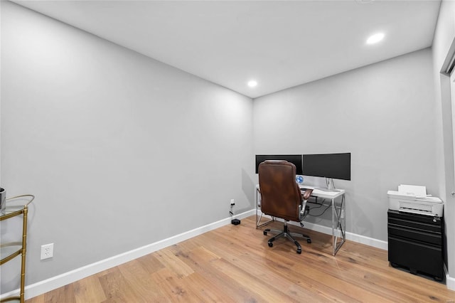 home office featuring wood-type flooring