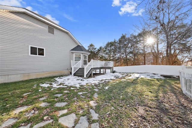 view of yard with a deck