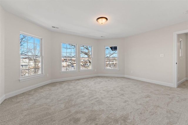 spare room with plenty of natural light and light carpet