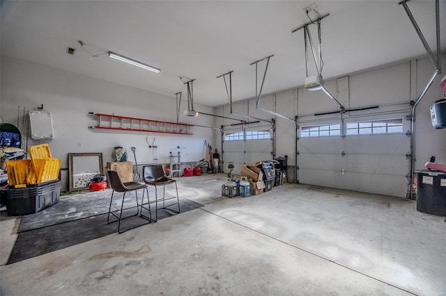 garage with a garage door opener