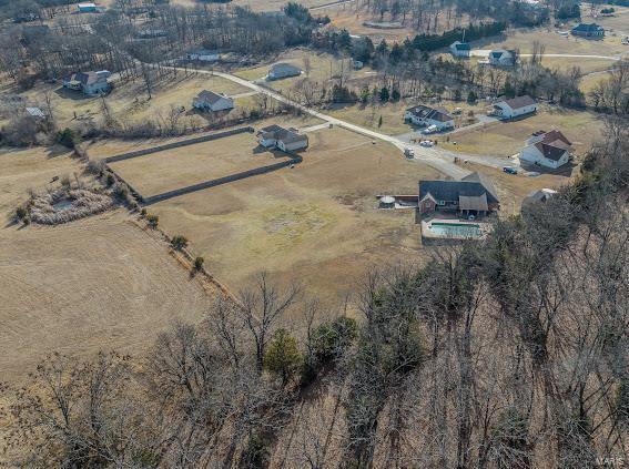 bird's eye view with a rural view