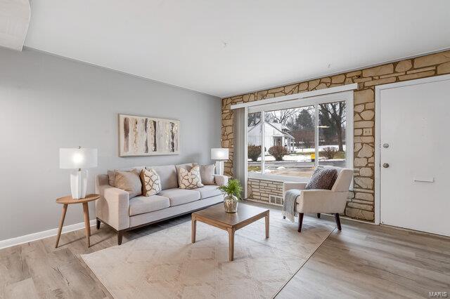 living room featuring light hardwood / wood-style flooring