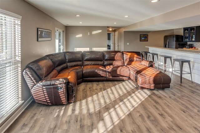 living room with hardwood / wood-style floors