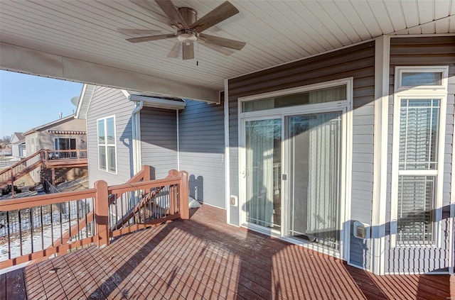 deck featuring ceiling fan