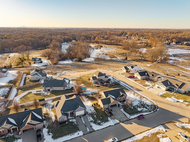 view of aerial view at dusk