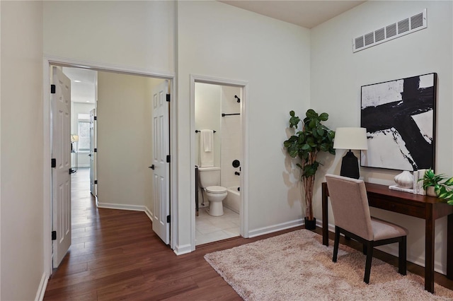 office area featuring hardwood / wood-style flooring