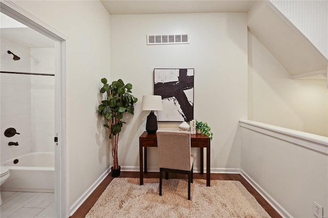 office area featuring wood-type flooring