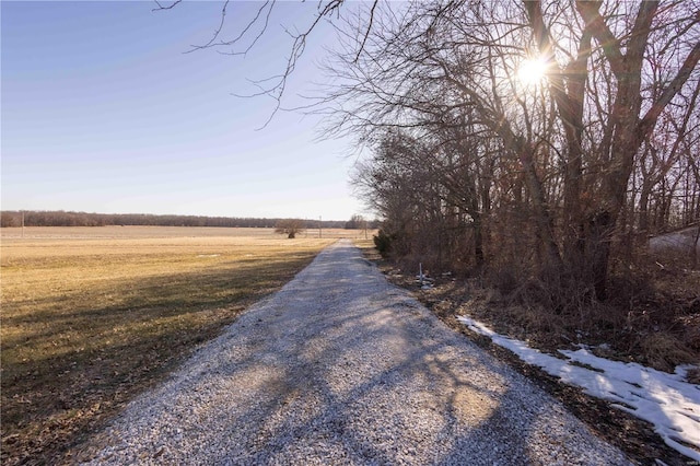 view of road featuring a rural view