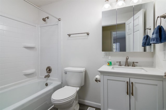 full bathroom with vanity, toilet, and shower / bath combination