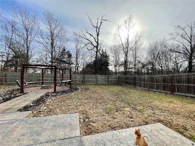 view of yard with a gazebo and a patio area