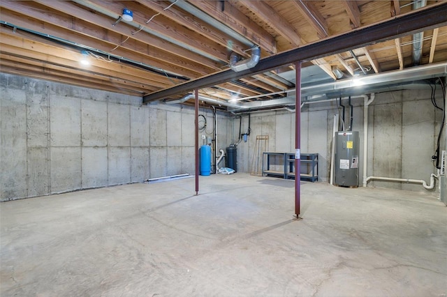 basement with electric water heater