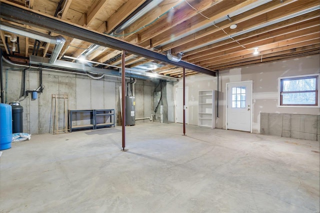 basement featuring water heater