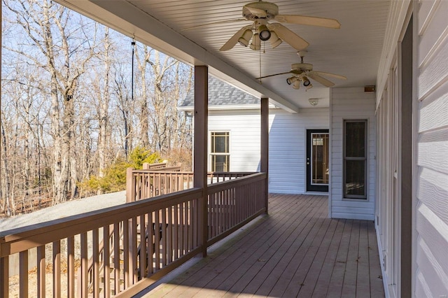 deck featuring ceiling fan