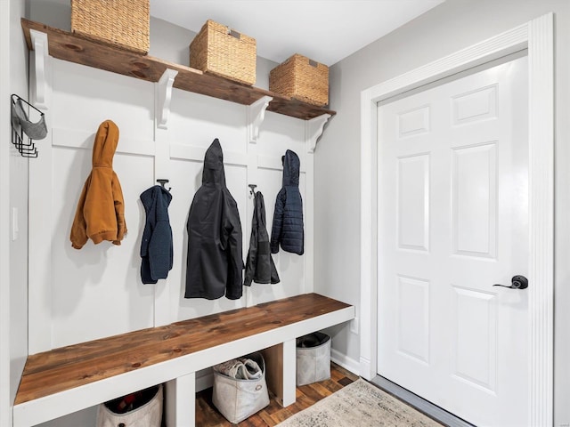 mudroom featuring hardwood / wood-style floors