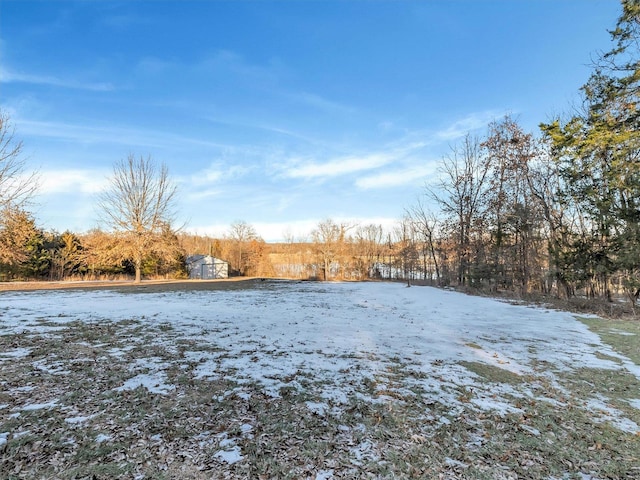 view of yard covered in snow