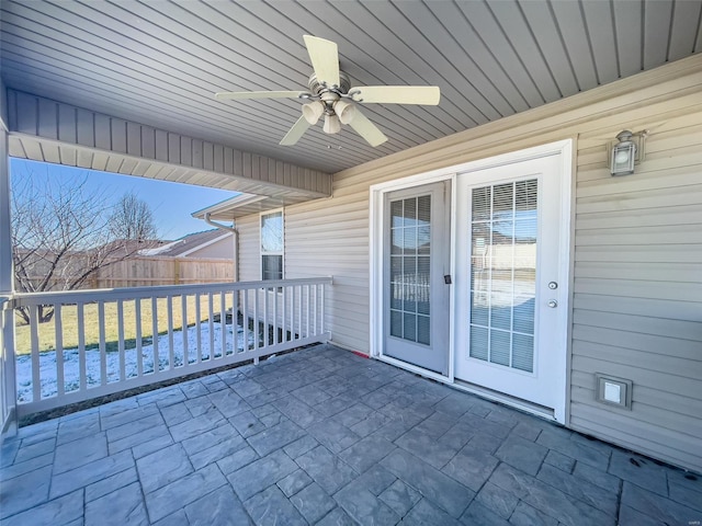 view of patio with ceiling fan