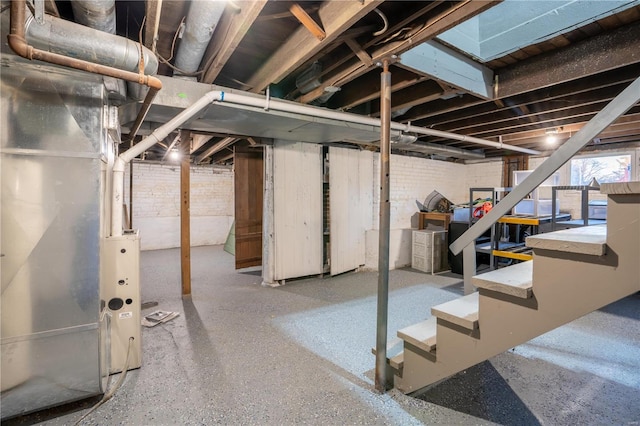 basement with heating unit