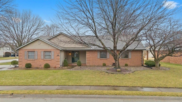 ranch-style house with a front lawn