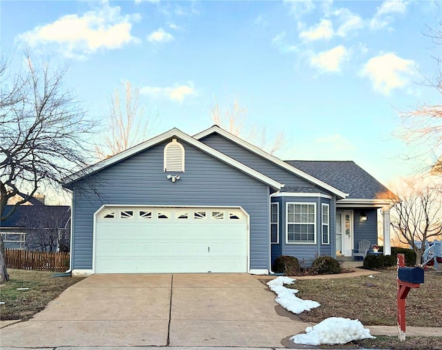 ranch-style home with a garage