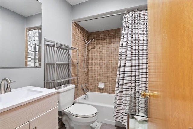 full bathroom with vanity, toilet, and shower / bath combo